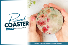 Vintage floral background round coaster png image Product Image 1