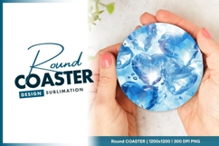 Blue crystal abstract round coaster png design Product Image 1