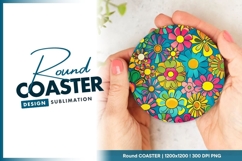 Retro floral pattern round coaster png Product Image 1
