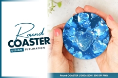 Blue hearts water droplets round coaster png Product Image 1