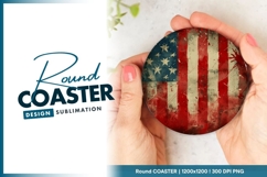 Grunge american flag round coaster png Product Image 1