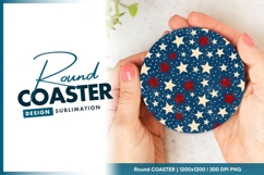 Patriotic stars round coaster design illustration Product Image 1