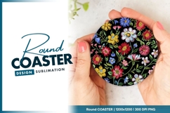 Colorful floral round coaster png Product Image 1