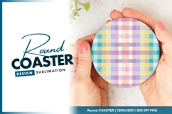 Pastel plaid round coaster png illustration Product Image 1