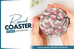 Cherry blossom floral round coaster png Product Image 1