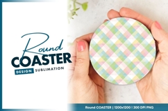 Pastel plaid pattern round coaster png Product Image 1