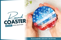American flag watercolor round coaster png Product Image 1
