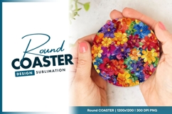 Colorful watercolor floral round coaster png Product Image 1