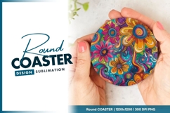 Colorful floral pattern round coaster png Product Image 1