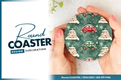 Holiday cars and trees seamless round coaster Product Image 1