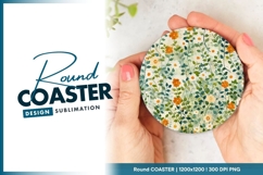 Floral watercolor seamless pattern round coaster png Product Image 1