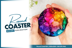 Colorful abstract ink painting texture round coaster png Product Image 1