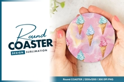 Ice cream cones seamless pattern round coaster png Product Image 1