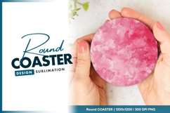 Pink watercolor circle round coaster png Product Image 1