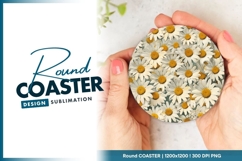 Daisy flowers circle round coaster png Product Image 1