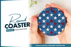 Patriotic stars and blue background round coaster png Product Image 1