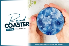 Blue floral round coaster png Product Image 1