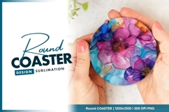 Alcohol ink floral painting design for round coaster Product Image 1