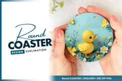 Paper duck with flowers round coaster png Product Image 1