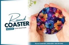 Floral watercolor illustration Round coaster png Product Image 1