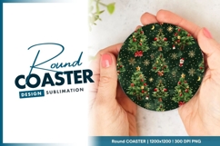 Festive christmas trees seamless round coaster png Product Image 1