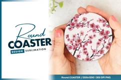 Pink blossom tree round coaster png Product Image 1