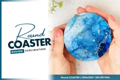 Abstract blue and silver round coaster png Product Image 1