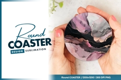 Abstract pink and black round coaster png Product Image 1