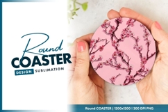 Pink cherry blossom branches round coaster png Product Image 1