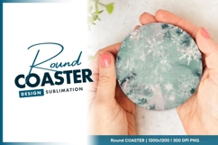 Winter snowflakes and pine round coaster png Product Image 1