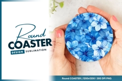 Blue floral pattern round coaster png Product Image 1