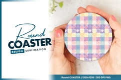 Pastel diamond pattern design round coaster png Product Image 1