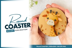 Cute giraffe illustration with round coaster png Product Image 1