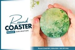 Green floral round coaster png art Product Image 1