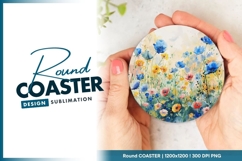 Watercolor floral round coaster png design Product Image 1