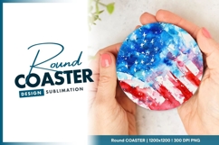 Watercolor american flag round coaster Product Image 1