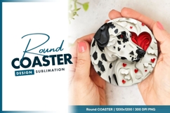 Dalmatian with heart nose round coaster png Product Image 1