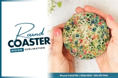 Floral watercolor circle design round coaster png Product Image 1