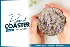 Lavender flowers on textured round coaster png Product Image 1