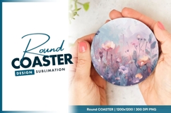 Watercolor floral round background for coaster design Product Image 1