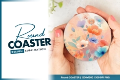Watercolor floral arrangement for round coaster png Product Image 1