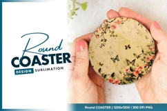 Floral butterfly round coaster png illustration Product Image 1