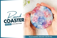 Watercolor floral round coaster png design Product Image 1