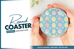 Easter eggs hearts pattern round coaster png Product Image 1