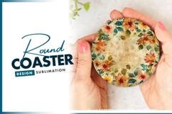 Floral watercolor circle frame round coaster png Product Image 1