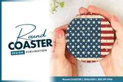 Distressed american flag round coaster png Product Image 1