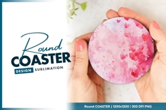 Watercolor hearts on round coaster png Product Image 1