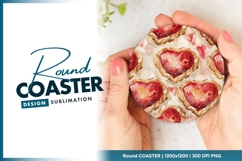 Watercolor Heart Shaped Pastries Pattern on Round Coaster Product Image 1