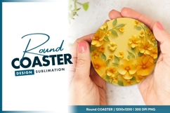 Yellow Floral Arrangement on a Round Coaster Png Product Image 1
