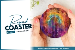 Colorful Rainbow Illustration in a round coaster Product Image 1